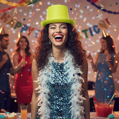 Neon Yellow Glitter Hat for Adults