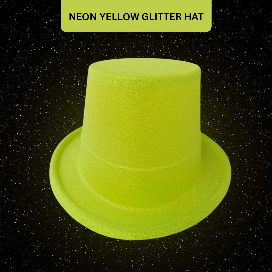 Neon Yellow Glitter Hat for Adults