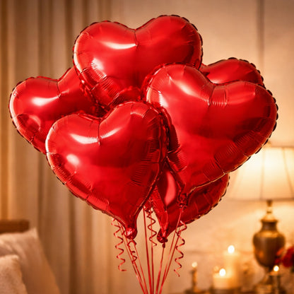 Red Heart Shape Foil Balloon Combo Pack - Helium Quality -18 inches -  4PC