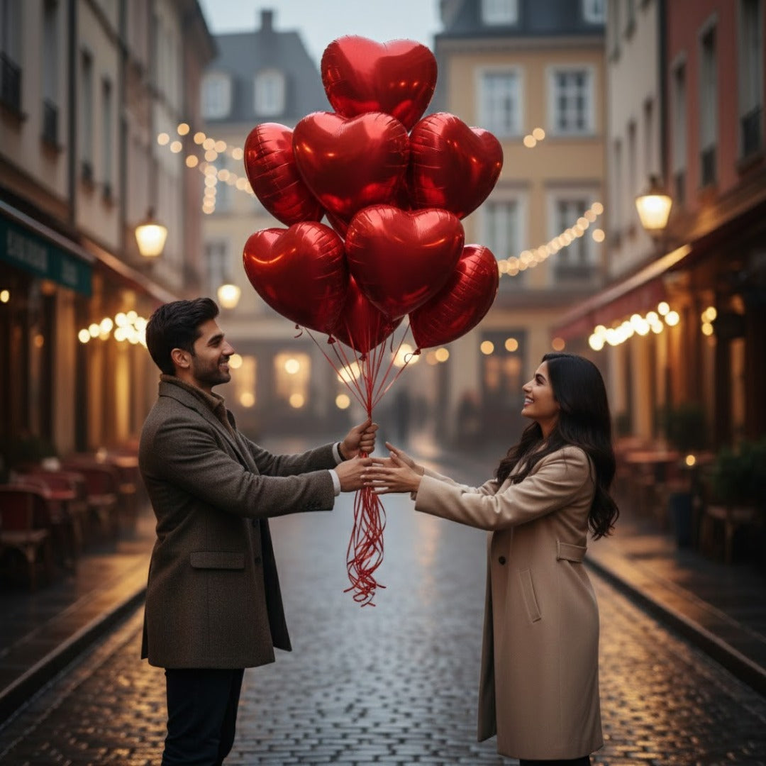 Red Heart Shape Foil Balloon Combo Pack - Helium Quality -18 inches -  4PC