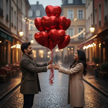 Red Heart Shape Foil Balloon Combo Pack - Helium Quality -18 inches -  4PC