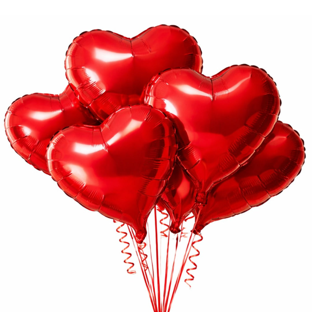 Red Heart Shape Foil Balloon Combo Pack - Helium Quality -18 inches -  4PC