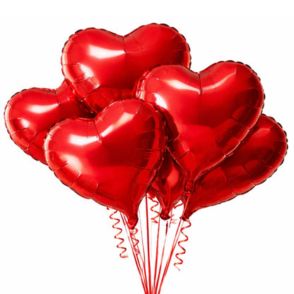 Red Heart Shape Foil Balloon Combo Pack - Helium Quality -18 inches -  4PC