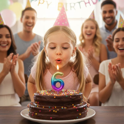Multicolor Number 6 Candle
