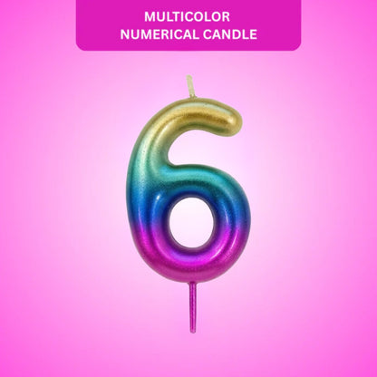 Multicolor Number 6 Candle