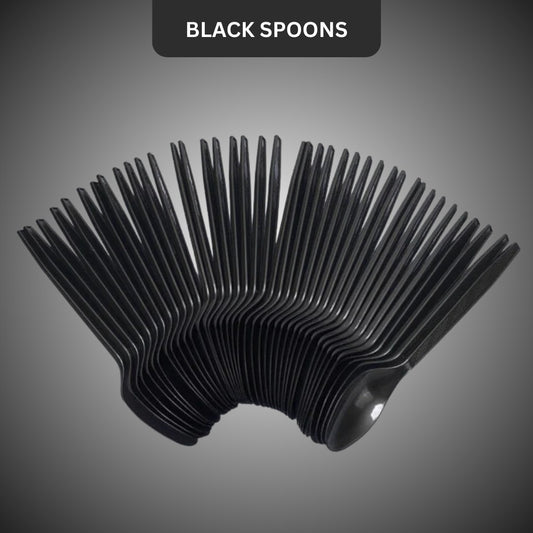 Diposable Black Plastic Spoons - 20PC