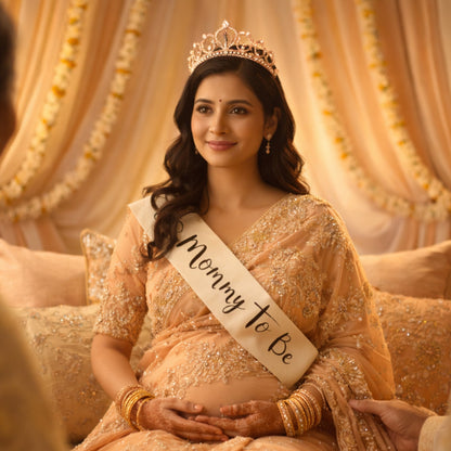 Rose Gold Tiara wth Mom To Be Sash Combo - 2PC