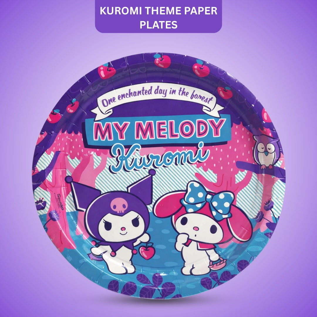Kuromi Theme Birthday Paper Plates - 10.25 inches - 10PC