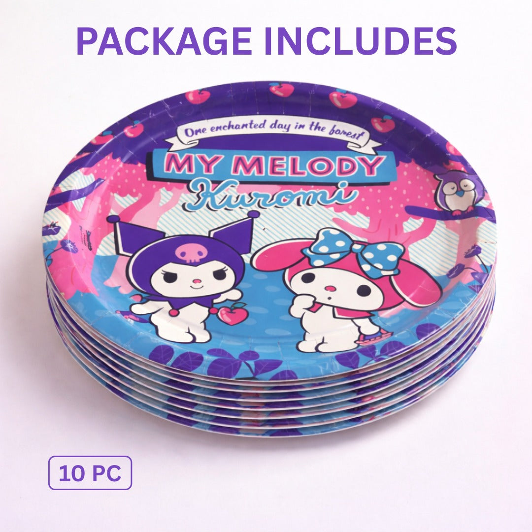 Kuromi Theme Birthday Paper Plates - 10.25 inches - 10PC