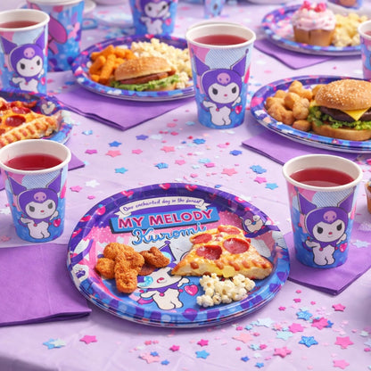 Kuromi Theme Party Tableware set of 40- Plates, Cups and Napkins
