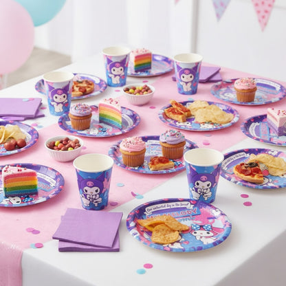 Kuromi Theme Party Tableware set of 40- Plates, Cups and Napkins