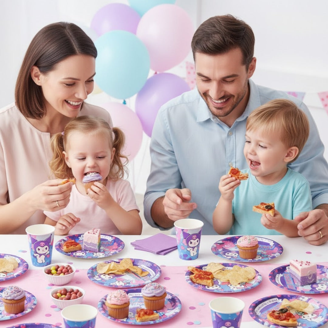 Kuromi Theme Party Tableware set of 40- Plates, Cups and Napkins