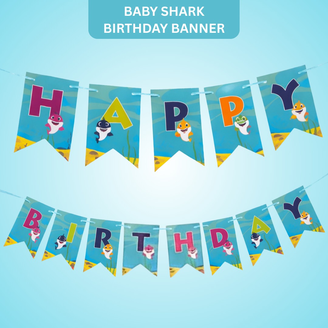 Baby Shark Theme Birthday Banner - Over 9FT