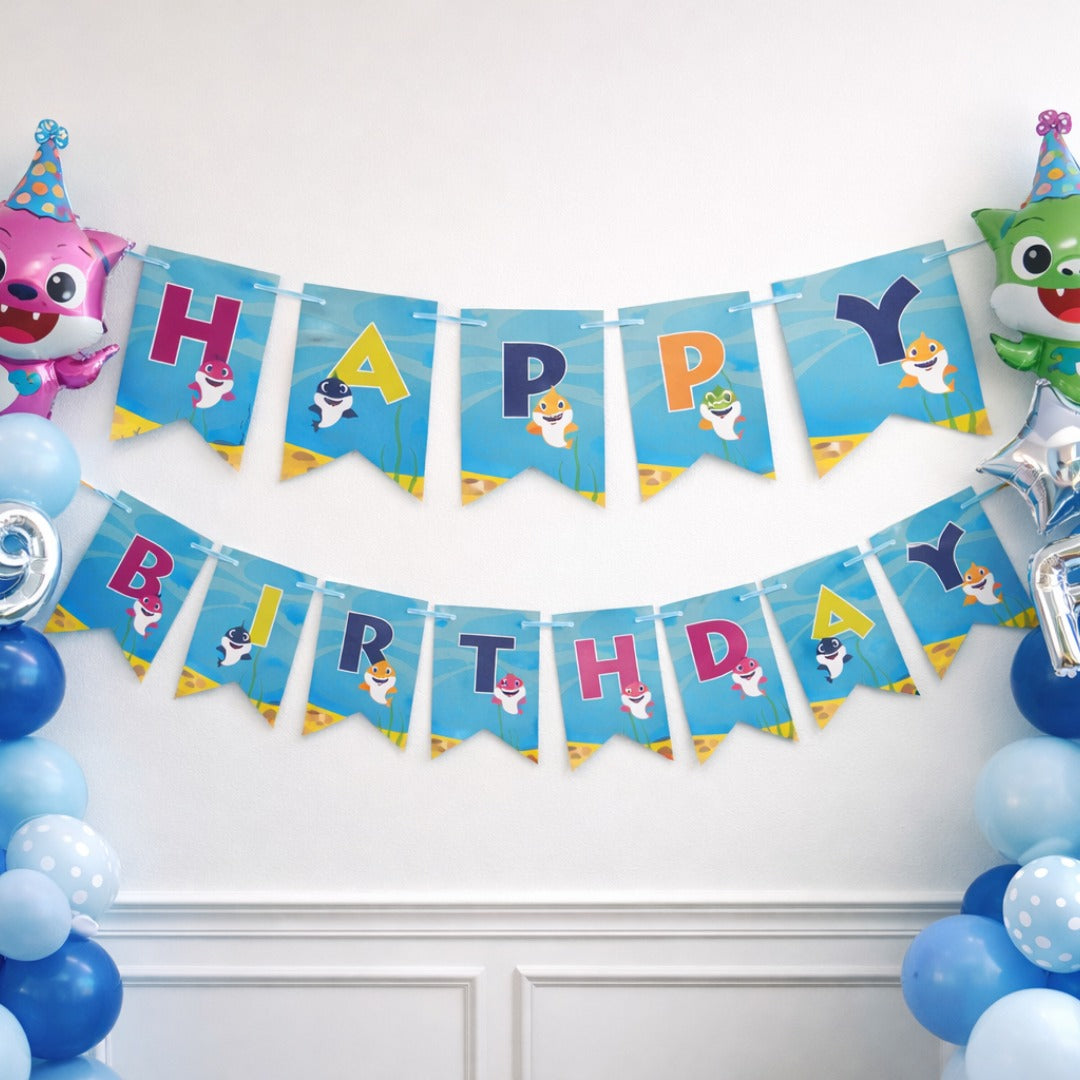 Baby Shark Theme Birthday Banner - Over 9FT