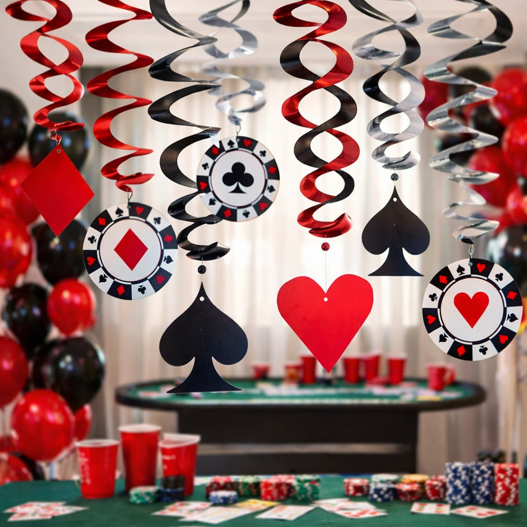 Card Party Swirl Decoration - 12PC