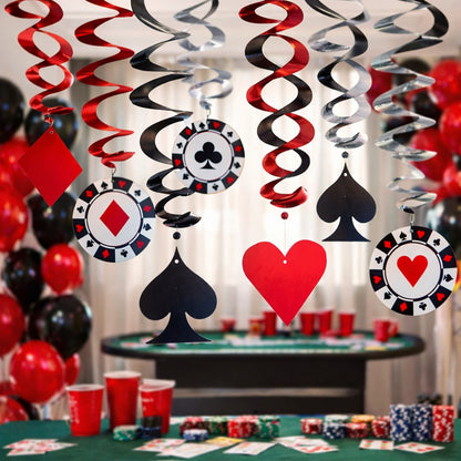 Card Party Swirl Decoration - 12PC