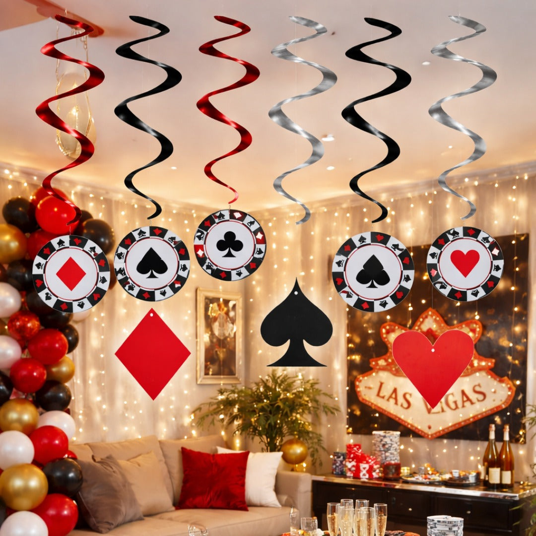 Card Party Swirl Decoration - 12PC