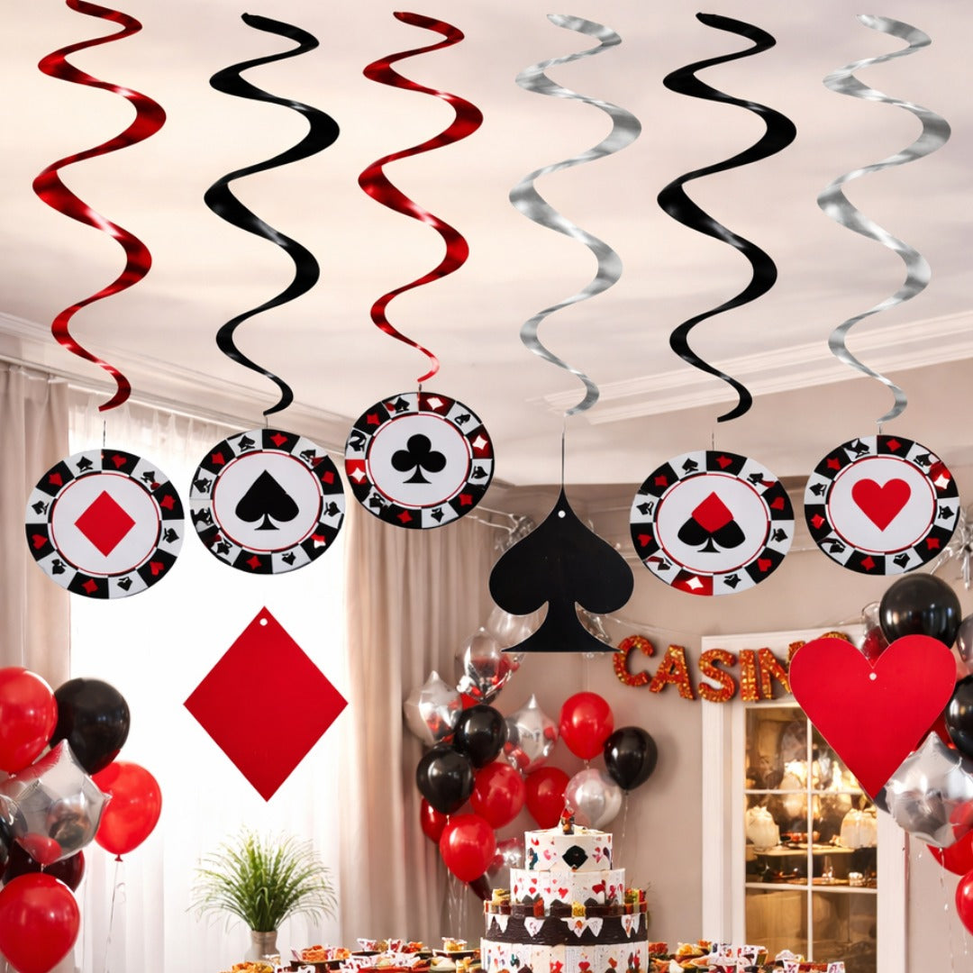 Card Party Swirl Decoration - 12PC