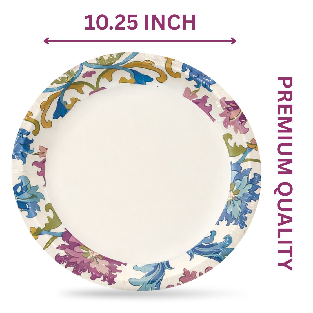 Floral Print Dinner Party Paper Plates 10.25 inches - 8PC