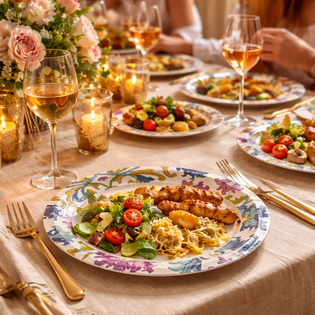 Floral Print Dinner Party Paper Plates 10.25 inches - 8PC