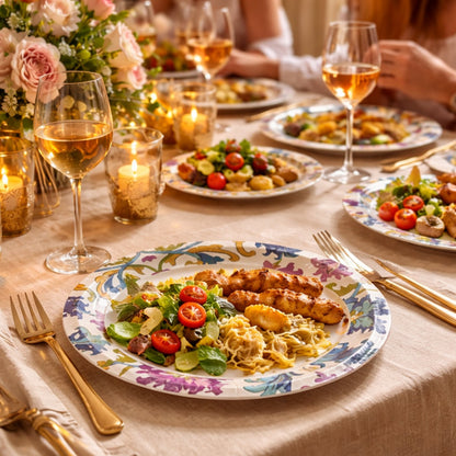 Floral Print Dinner Party Paper Plates 10.25 inches - 8PC