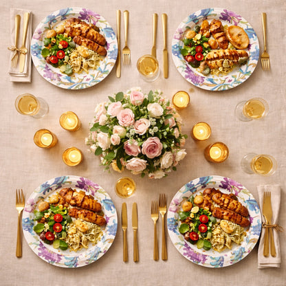 Floral Print Dinner Party Paper Plates 10.25 inches - 8PC