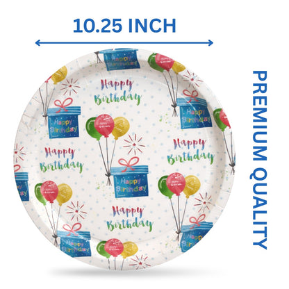 Happy Birthday Gift Boxes and Balloons Plates 10.25 inches - 8PC