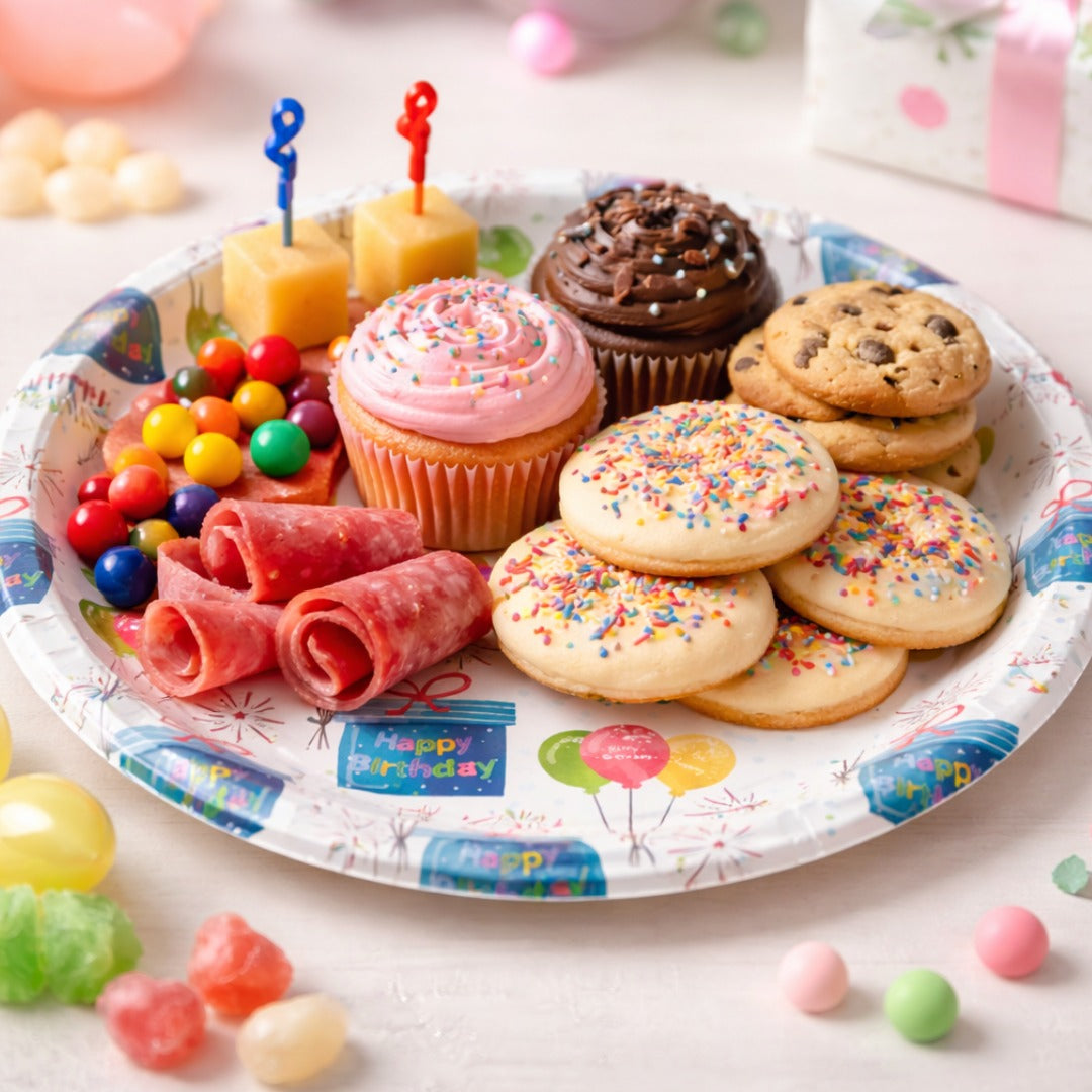 Happy Birthday Gift Boxes and Balloons Plates 10.25 inches - 8PC