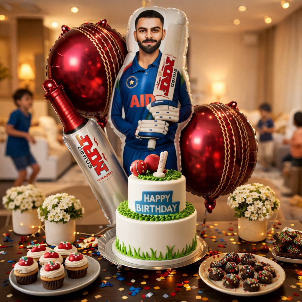 Bat & Ball Cricket Balloon Set - 5 PC