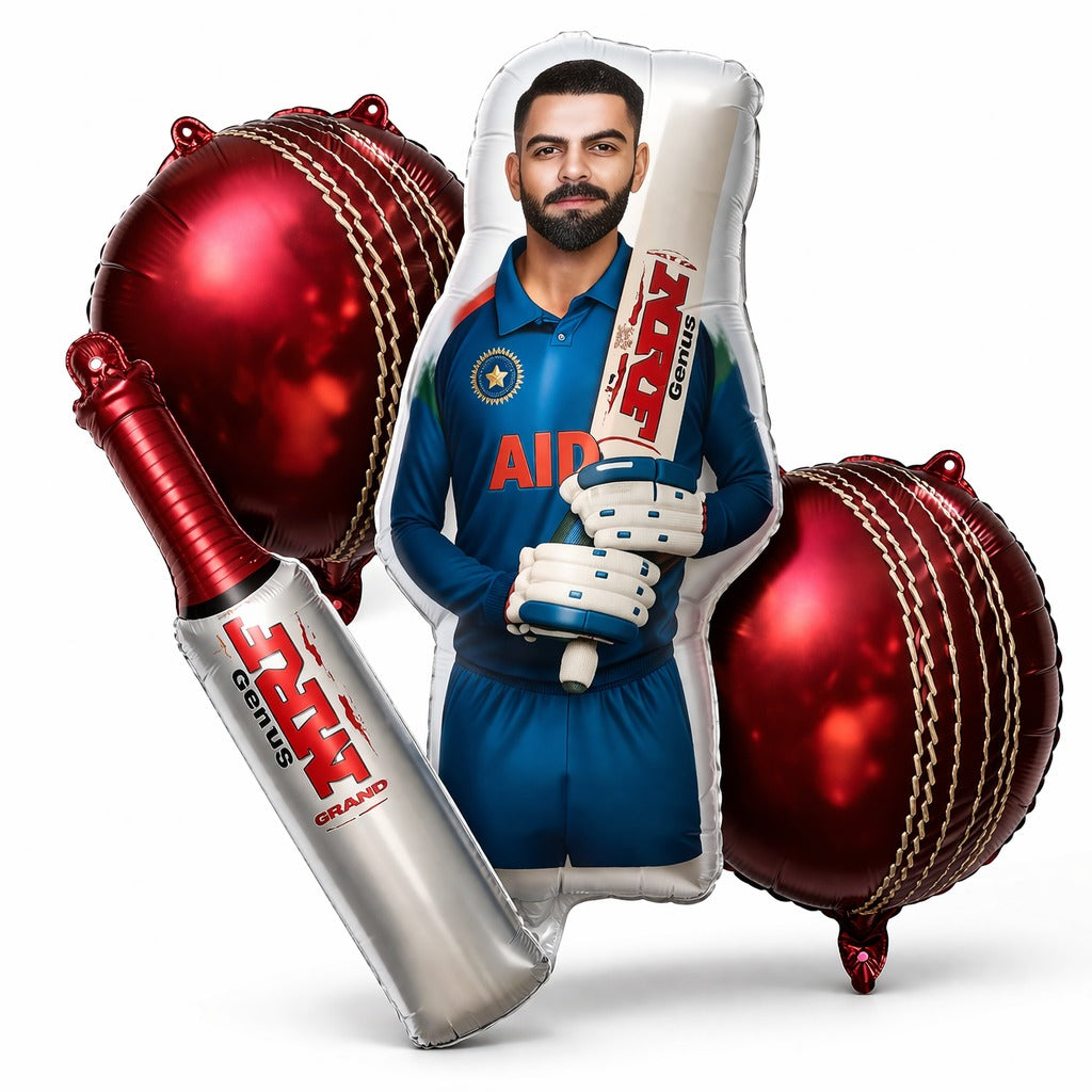 Bat & Ball Cricket Balloon Set - 5 PC