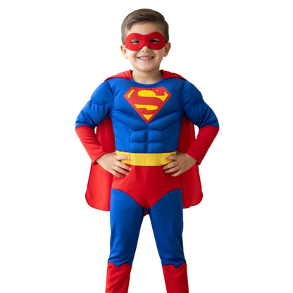Deluxe Superman Muscular Costume w/Cape and Mask for Kids, Size - S