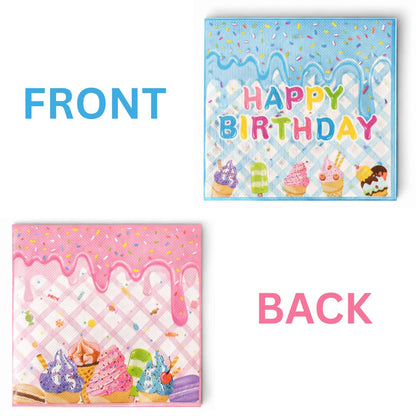Candyland Party Tableware-Ice Cream Birthday Paper Napkins,Candy Party Table Decorations for Girls -Pack of 20