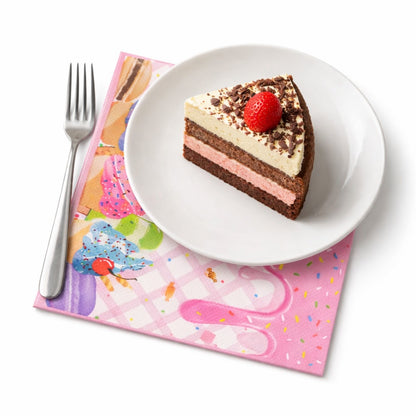 Candyland Party Tableware-Ice Cream Birthday Paper Napkins,Candy Party Table Decorations for Girls -Pack of 20