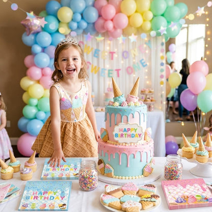 Candyland Party Tableware-Ice Cream Birthday Paper Napkins,Candy Party Table Decorations for Girls -Pack of 20