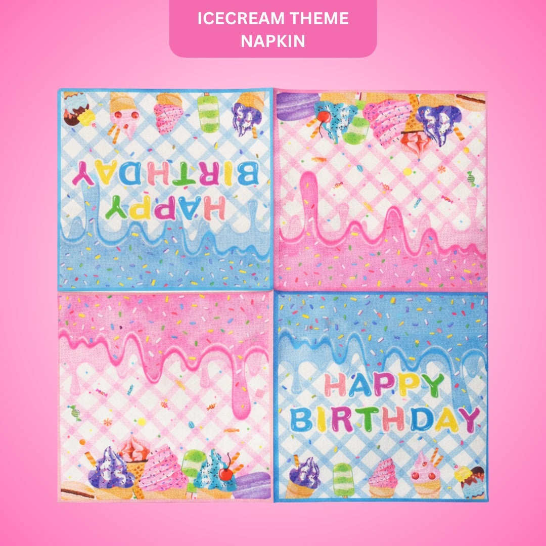 Candyland Party Tableware-Ice Cream Birthday Paper Napkins,Candy Party Table Decorations for Girls -Pack of 20