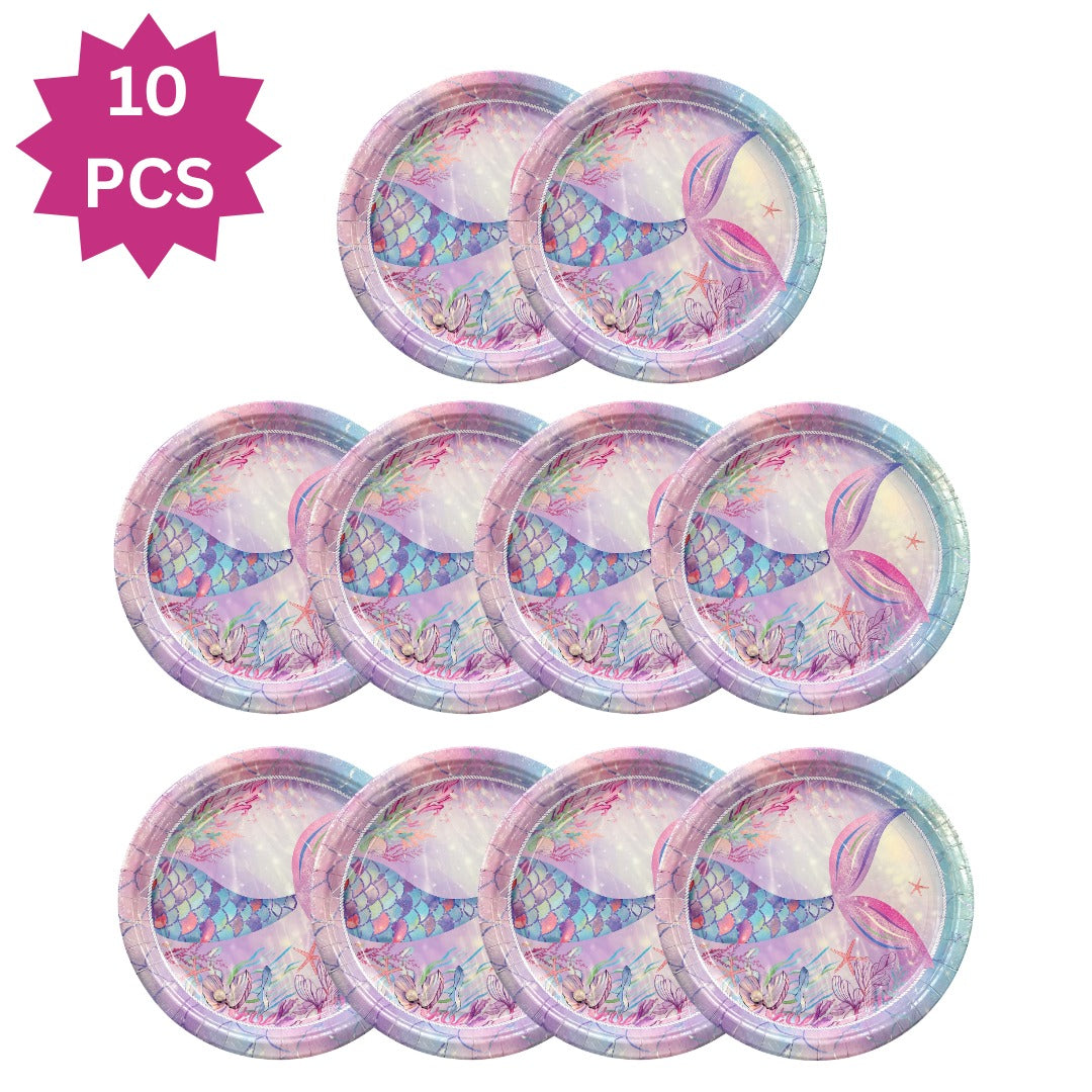 Mermaid Theme Party Paper Plates - 9 inches - 10PC