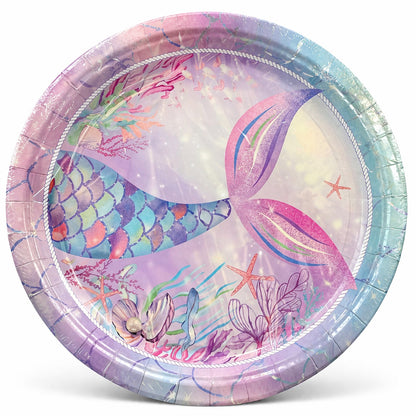Mermaid Theme Party Paper Plates - 9 inches - 10PC