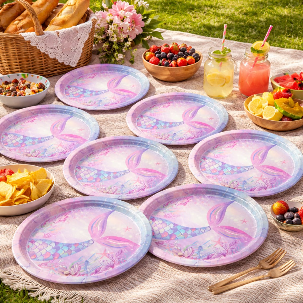 Mermaid Theme Party Paper Plates - 9 inches - 10PC