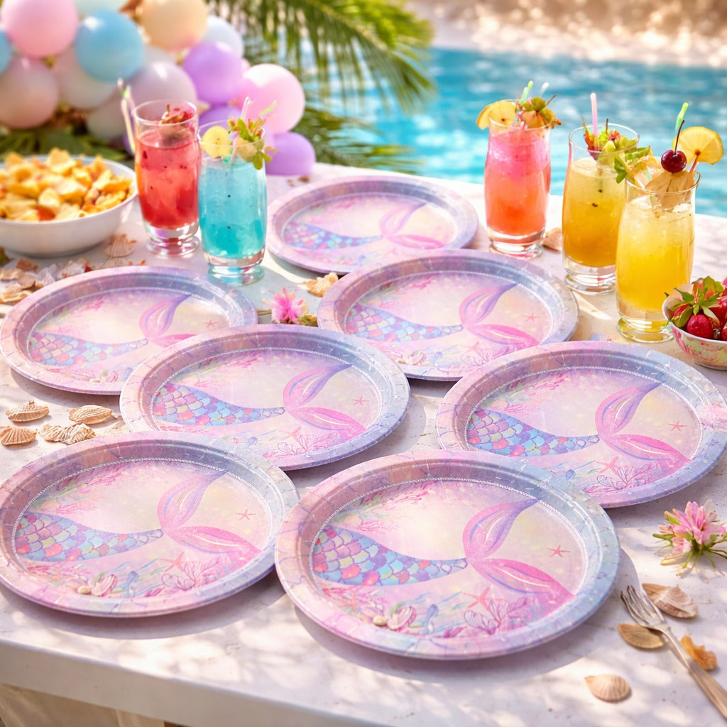 Mermaid Theme Party Paper Plates - 9 inches - 10PC
