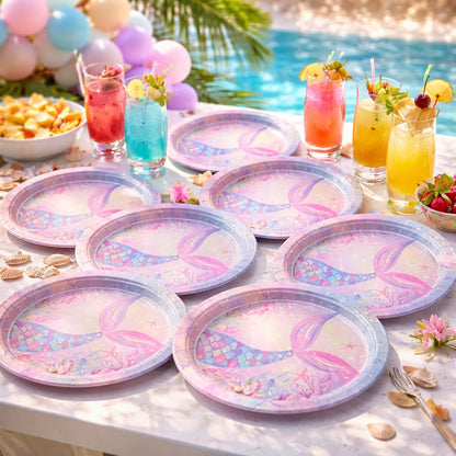 Mermaid Theme Party Paper Plates - 9 inches - 10PC