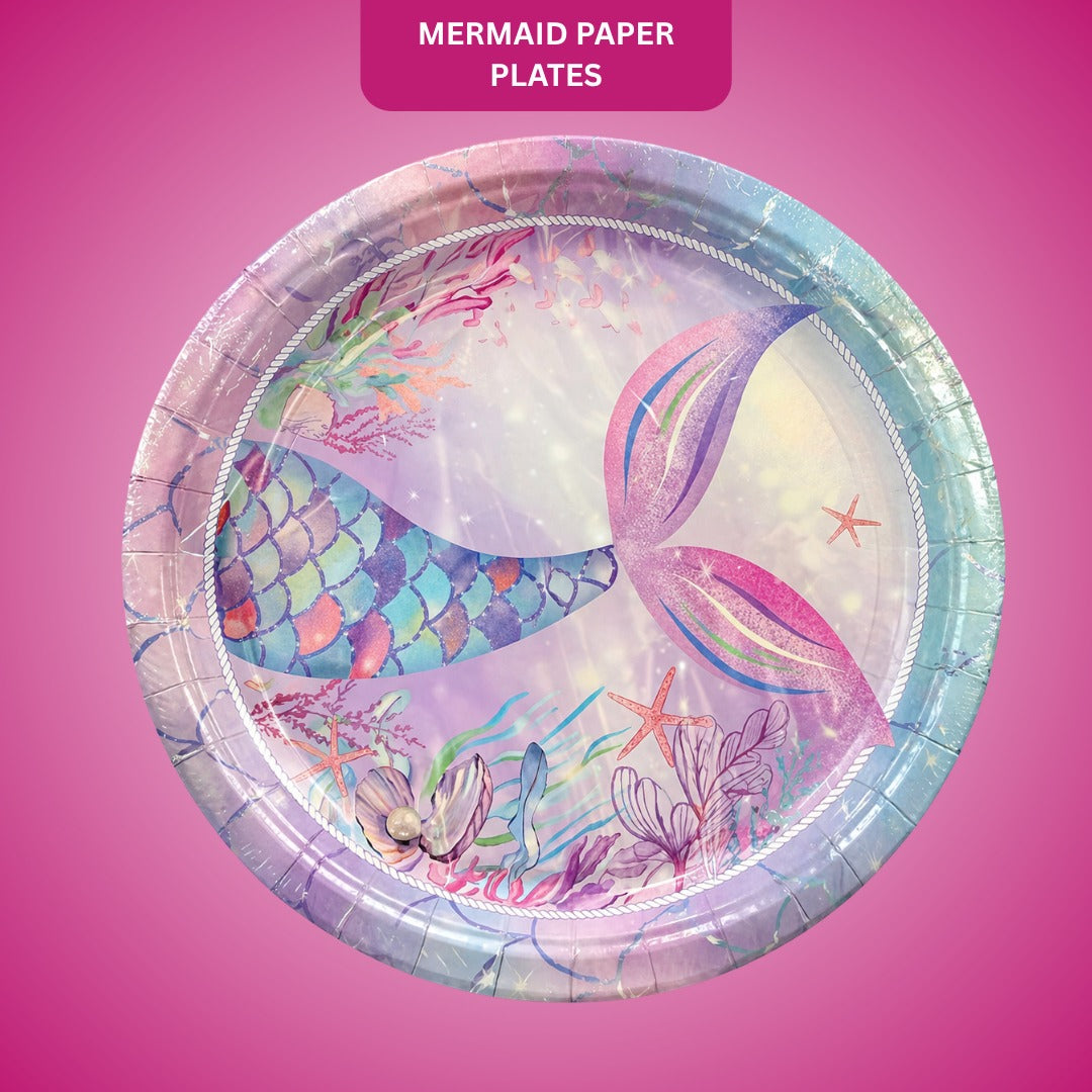 Mermaid Theme Party Paper Plates - 9 inches - 10PC