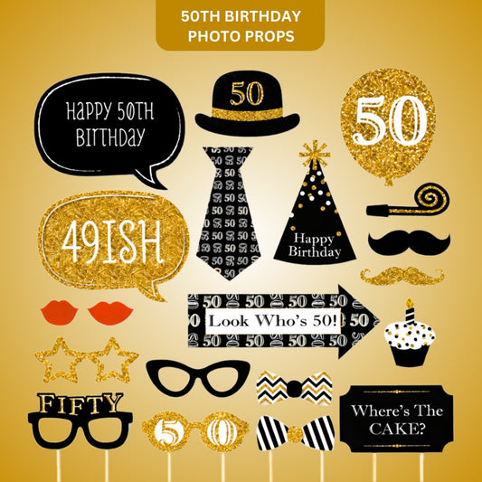 50th Birthday Photo Props - 20PC