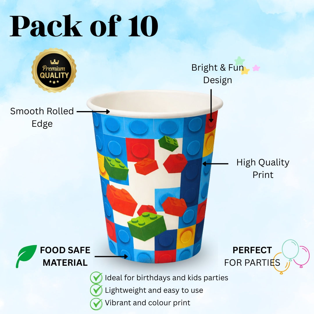Lego Blocks Theme Party Paper Cups - 10PC