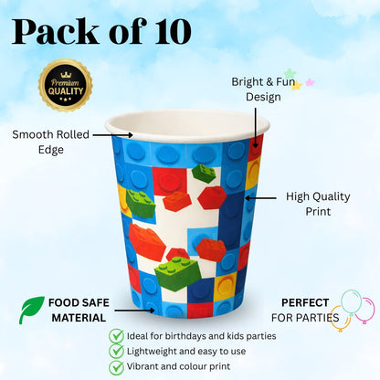 Lego Blocks Theme Party Paper Cups - 10PC