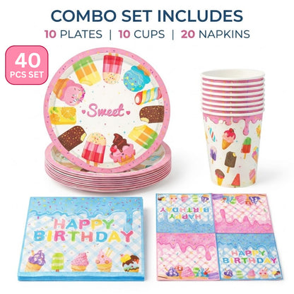 Sweet Candy Theme Tableware Set - Pack of 40