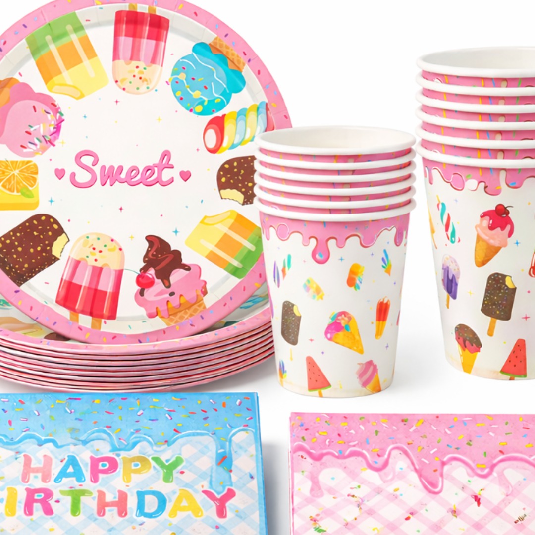 Sweet Candy Theme Tableware Set - Pack of 40
