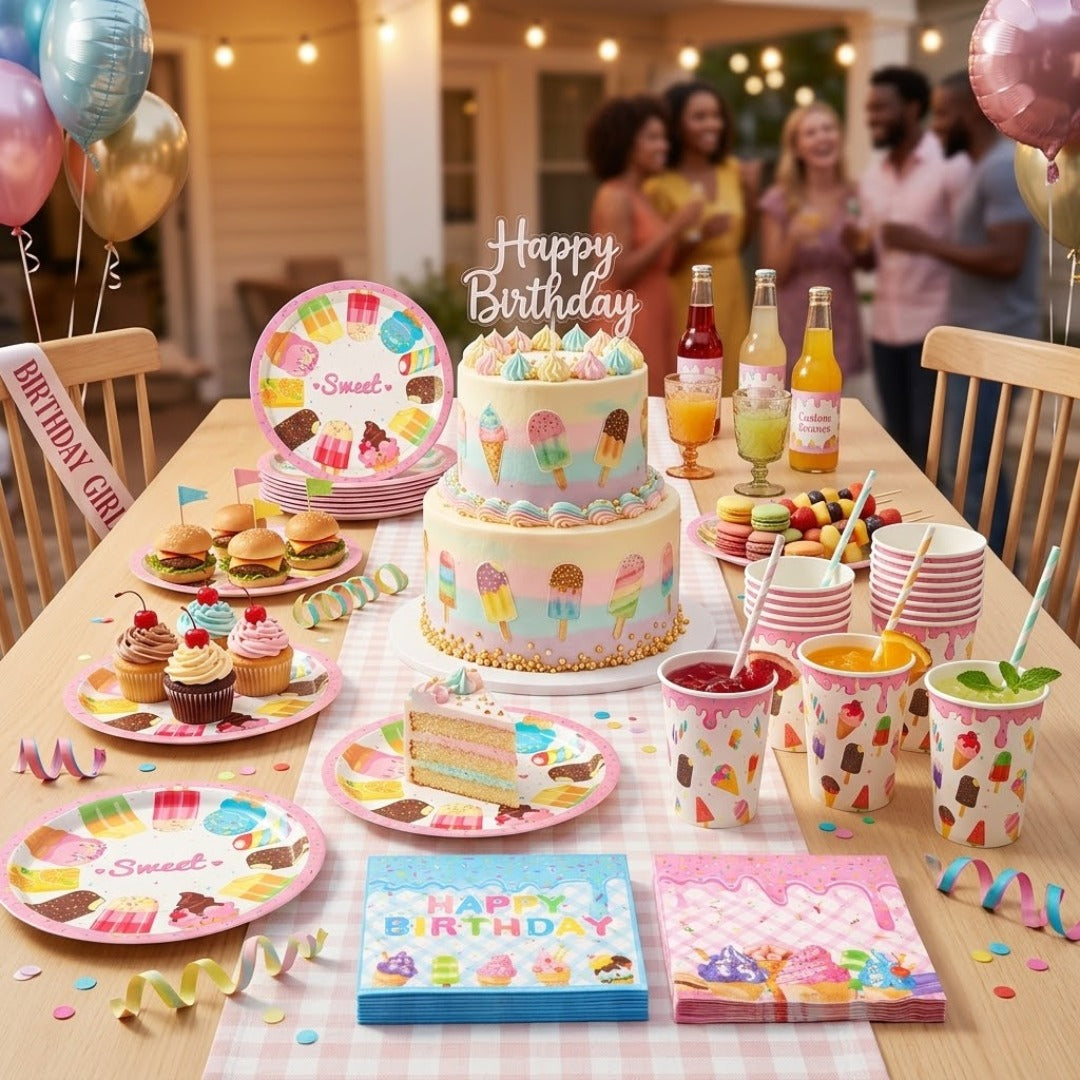 Sweet Candy Theme Tableware Set - Pack of 40