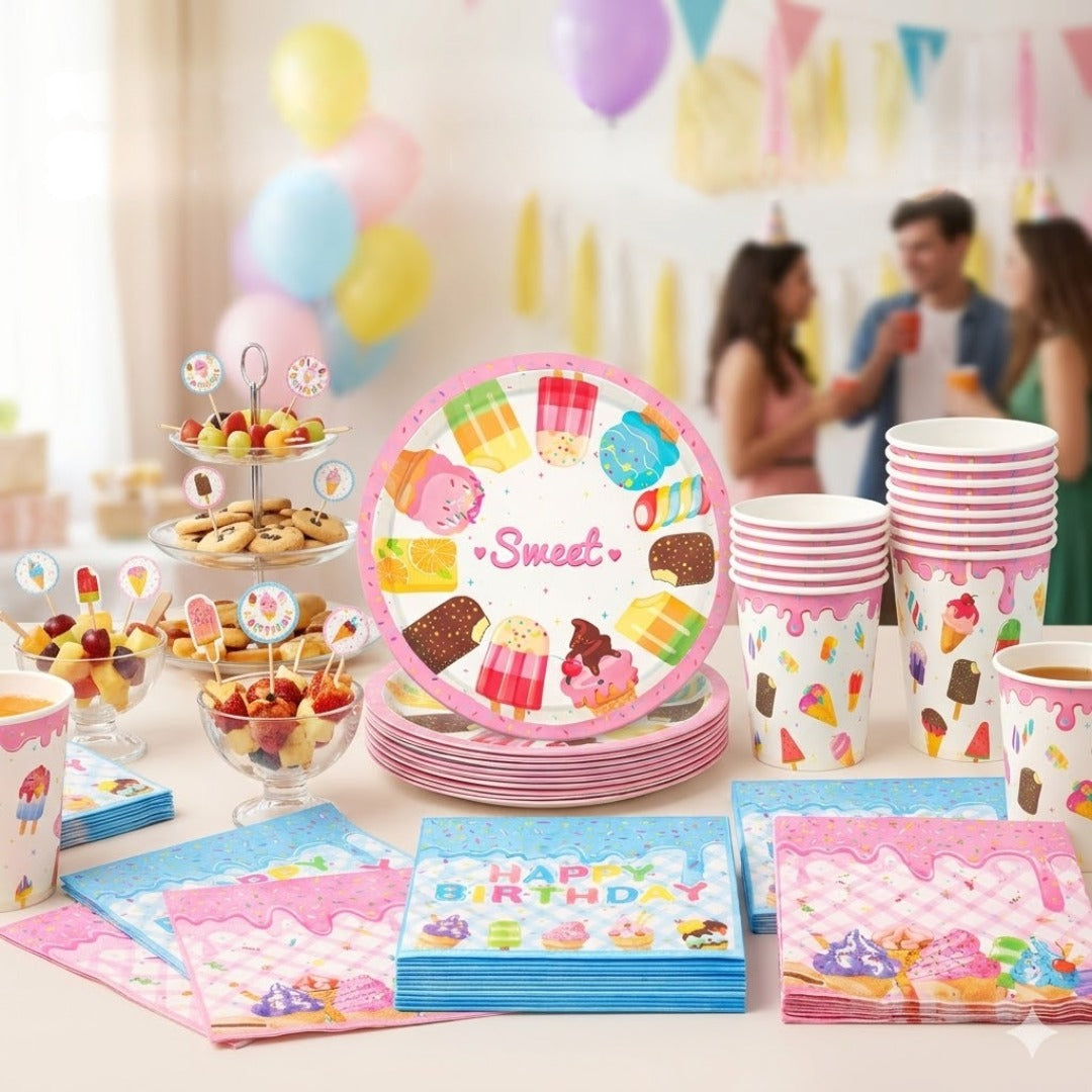 Sweet Candy Theme Tableware Set - Pack of 40