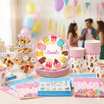Sweet Candy Theme Tableware Set - Pack of 40