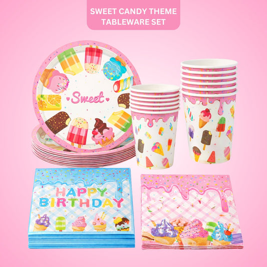 Sweet Candy Theme Tableware Set - Pack of 40